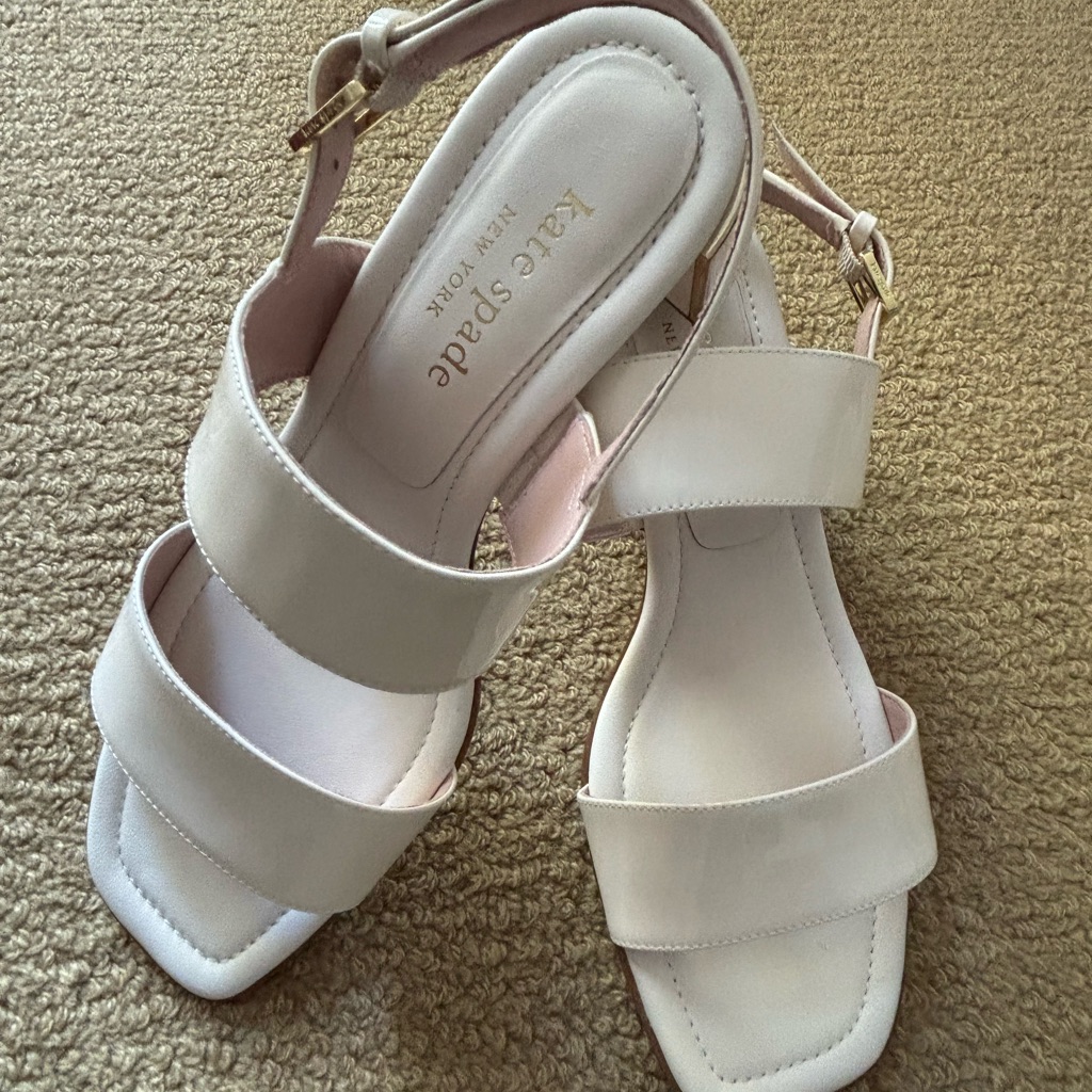 Kate Spade Neutral Cream Merrit Bock Heel Sandals